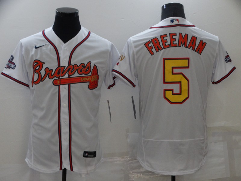 2021 Men Atlanta Braves 5 Freeman white game MLB Jersey